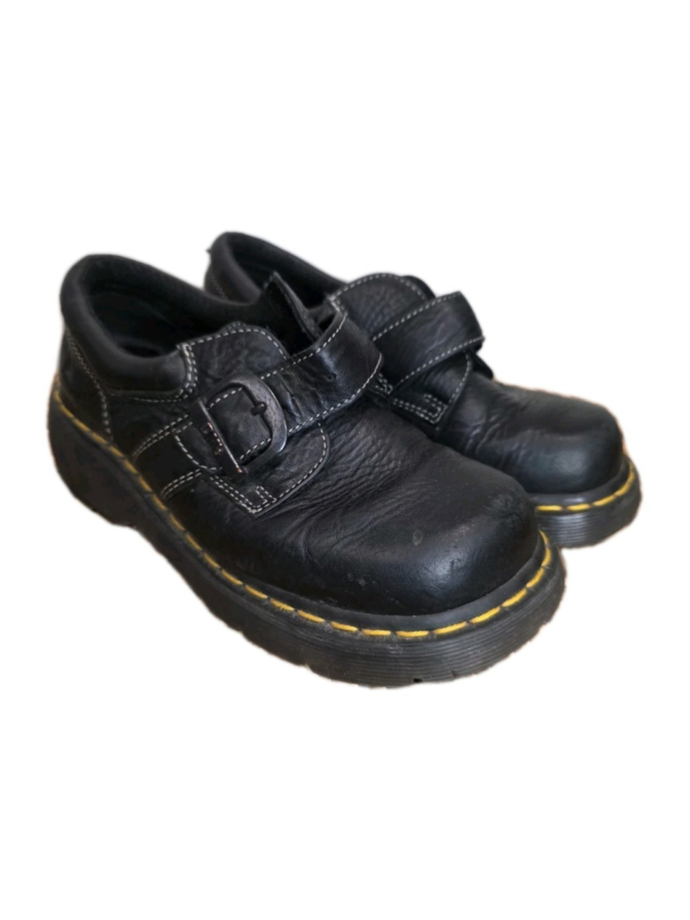 Vtg Dr. Martens Platform Shoe Monk Strap Oxford 3A78 BLACK Leather Y2K Size US 5